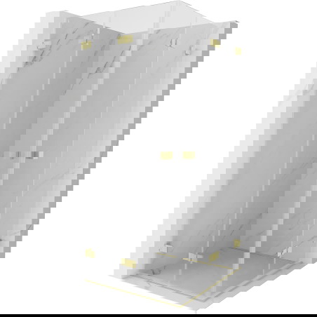 Mexen Lunar-F Duo sprchová kabina skládací 100 x 100 cm, transparentní, zlatý kartáčovaný - 836-100L-100P-55-00