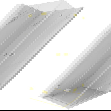 Mexen Lunar-F Duo sprchová skládací kabina 100 x 100 cm, transparentní, zlatá kartáčovaná - 836-100L-100P-55-00