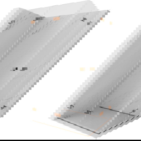 Mexen Lunar-F Dvojitá skládací sprchová kabina 90 x 80 cm, transparentní, růžové zlato - 836-090L-080P-60-00