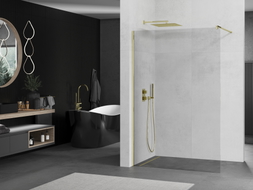 Mexen Kioto sprchová zástěna Walk-in 90 x 200 cm, transparentní 8 mm, zlatá - 800-090-101-50-00