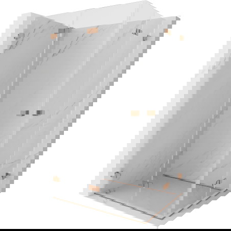 Mexen Lunar-F Duo skládací sprchová kabina 90 x 80 cm, transparentní, kartáčovaná měď - 836-090L-080P-65-00