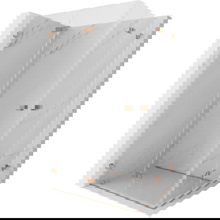 Mexen Lunar-F Duo skládací sprchová kabina 100 x 75 cm, transparentní, kartáčovaná měď - 836-100L-075P-65-00