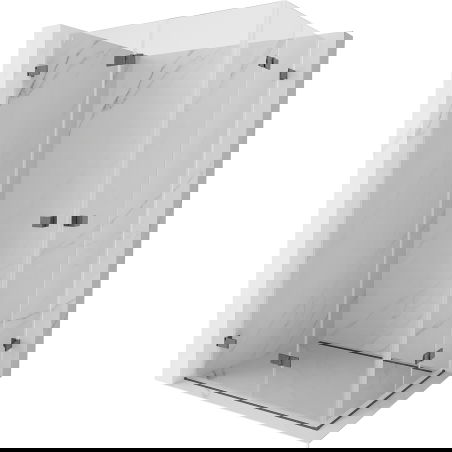 Mexen Lunar-F Duo skládací sprchový kout 75 x 70 cm, transparentní, kartáčovaná šedá - 836-075L-070P-66-00