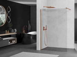 Mexen Kioto sprchová stěna Walk-in 100 x 200 cm, průhledná 8 mm, růžové zlato - 800-100-101-60-00
