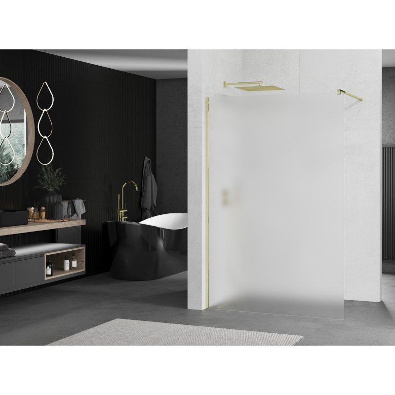 Mexen Kioto sprchová stěna Walk-in 90 x 200 cm, matné 8 mm, zlatá - 800-090-101-50-30