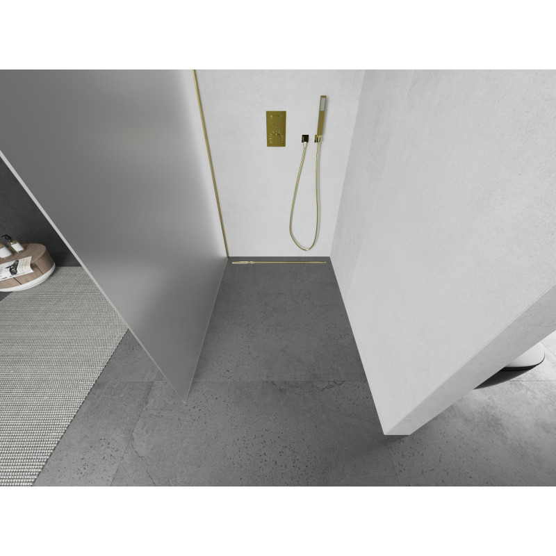 Mexen Kioto sprchová stěna Walk-in 90 x 200 cm, matné 8 mm, zlatá - 800-090-101-50-30