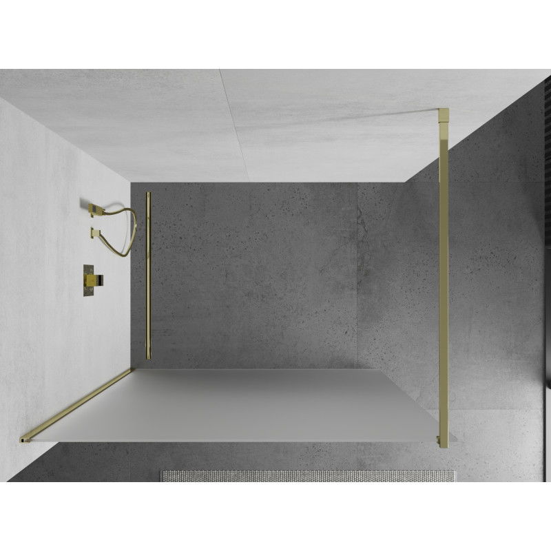Mexen Kioto sprchová stěna Walk-in 100 x 200 cm, matné sklo 8 mm, zlatá - 800-100-101-50-30