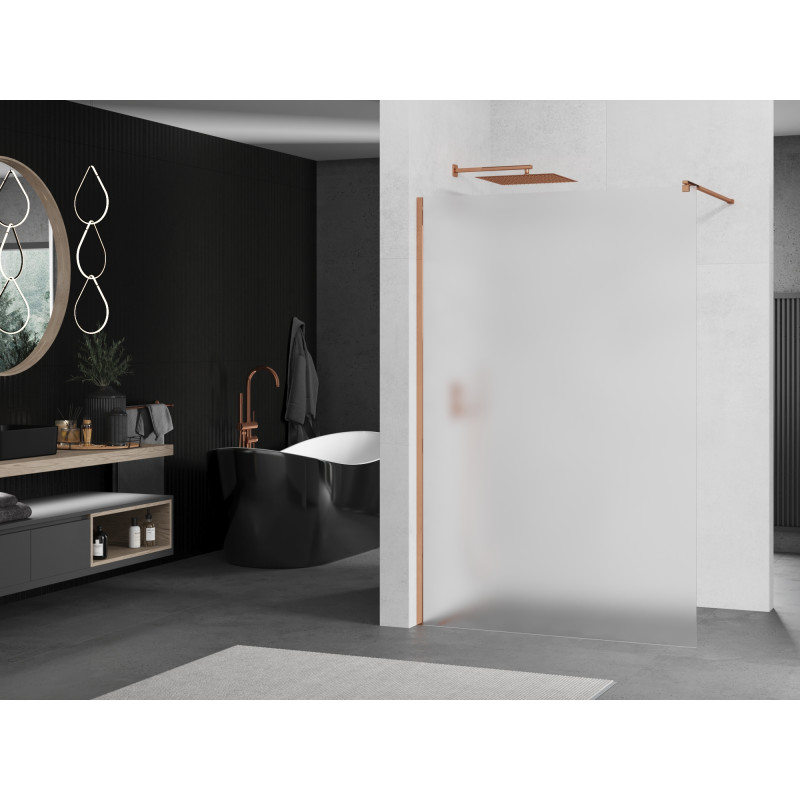 Mexen Kioto sprchová stěna Walk-in 90 x 200 cm, námraza 8 mm, růžové zlato - 800-090-101-60-30