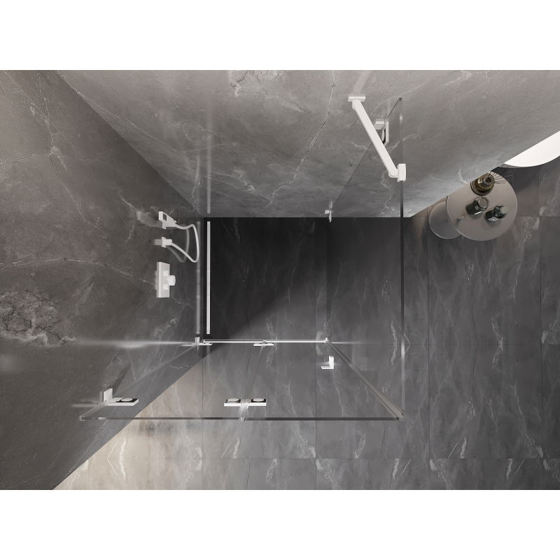 Mexen Lunar-F sprchový kout skládací levý 70 x 70 cm, transparentní, bílá - 836-070-070-20-00-L