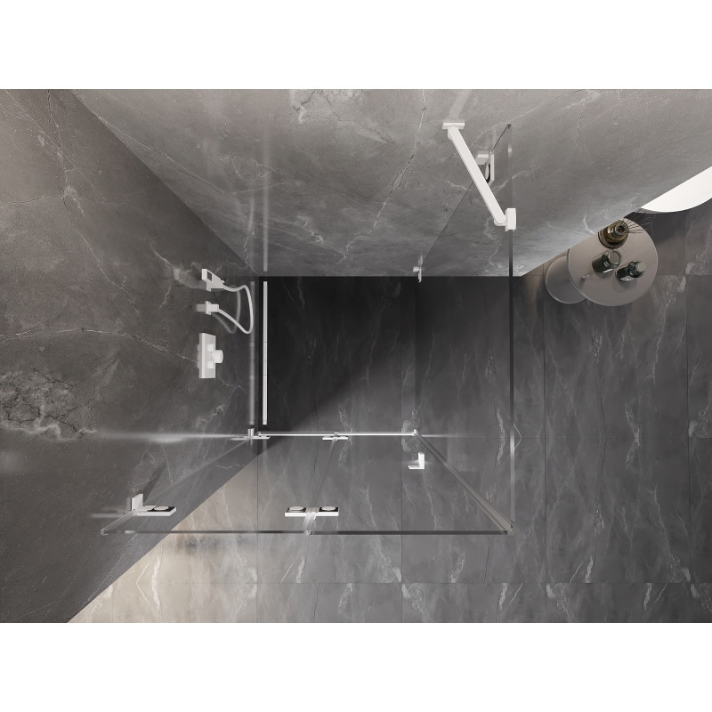 Mexen Lunar-F skládací sprchový kout levý 90 x 90 cm, transparentní, bílý - 836-090-090-20-00-L