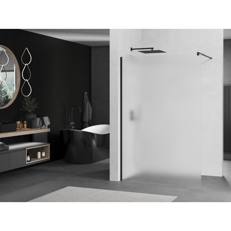 Mexen Kioto sprchová stěna Walk-in 110 x 200 cm, matné 8 mm, černá - 800-110-101-70-30