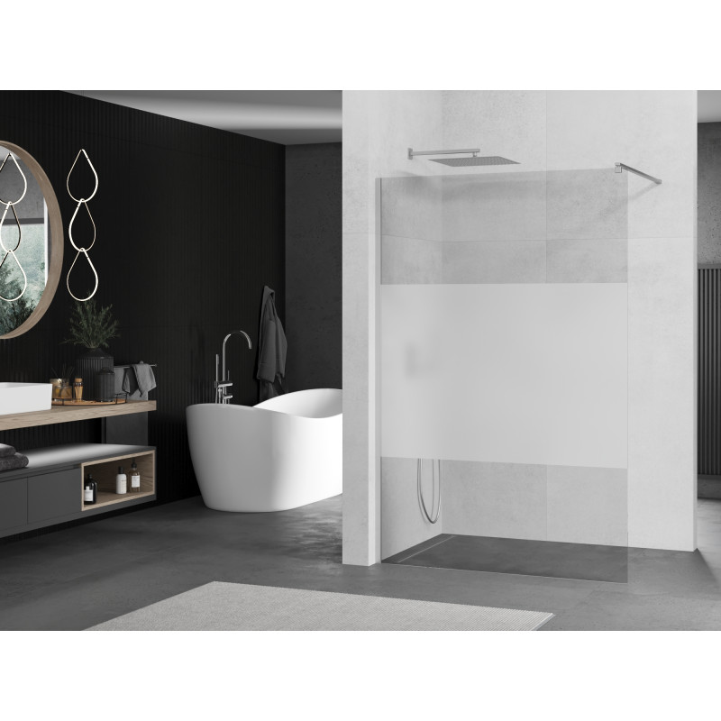 Mexen Kioto sprchová stěna Walk-in 100 x 200 cm, transparentní/mléčná 8 mm, chrom - 800-100-101-01-35