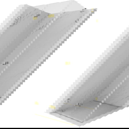 Mexen Lunar-F skládací sprchová kabina levá 100 x 100 cm, transparentní, zlatá - 836-100100-50-00-L