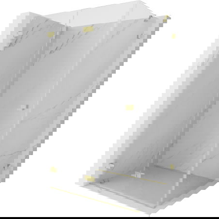 Mexen Lunar-F levá skládací sprchová kabina 85 x 70 cm, transparentní, kartáčované zlaté - 836-085-070-55-00-L