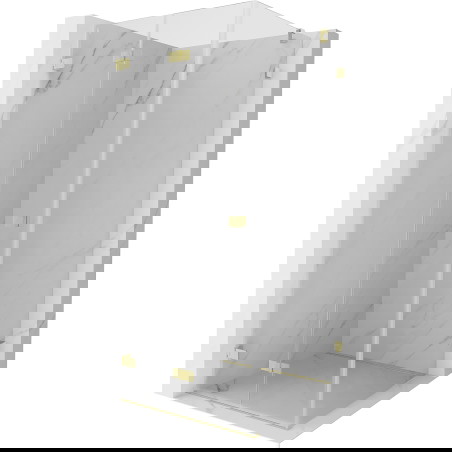 Mexen Lunar-F skládací sprchový kout levý 80 x 80 cm, transparentní, zlato kartáčované - 836-080-080-55-00-L