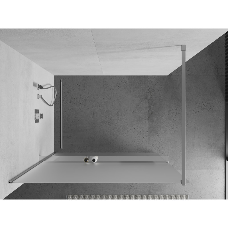Mexen Kioto+ sprchová zástěna s poličkou Walk-in 80 x 200 cm, matná, chrom - 800-080-121-01-30