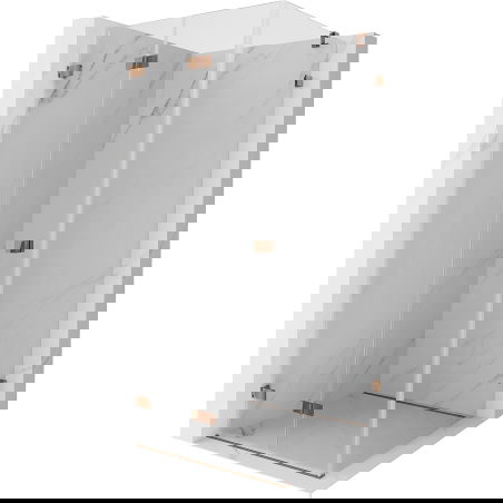 Mexen Lunar-F skládací sprchová kabina levá 70 x 70 cm, transparentní, růžové zlato - 836-070-070-60-00-L