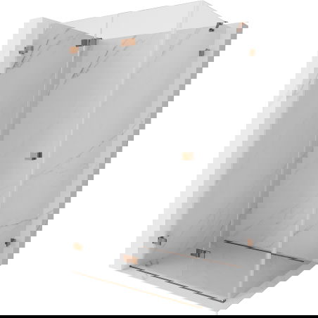 Mexen Lunar-F skládací sprchová kabina levá 90 x 70 cm, transparentní, růžové zlato- 836-090-070-60-00-L