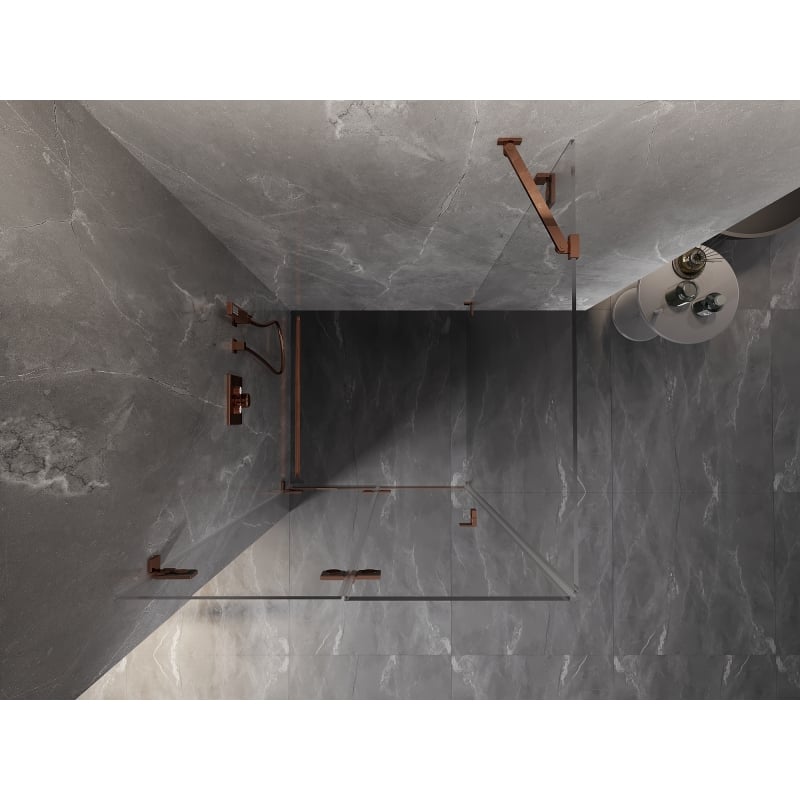 Mexen Lunar-F skládací sprchový kout levý 80 x 80 cm, transparentní, růžové zlato- 836-080-080-60-00-L