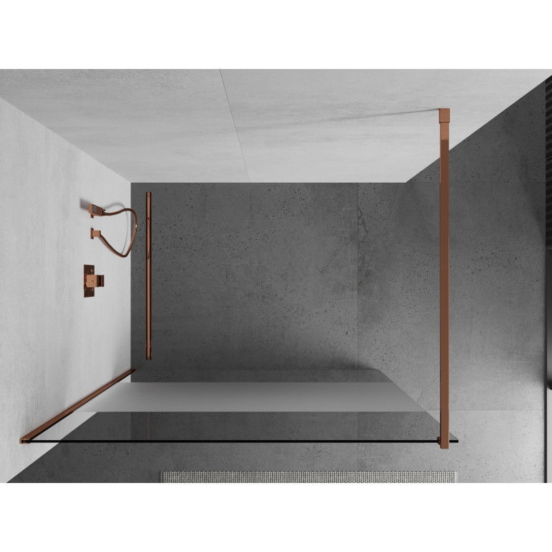 Mexen Kioto sprchová stěna Walk-in 70 x 200 cm, transparentní/matné 8 mm, růžové zlato - 800-070-101-60-35