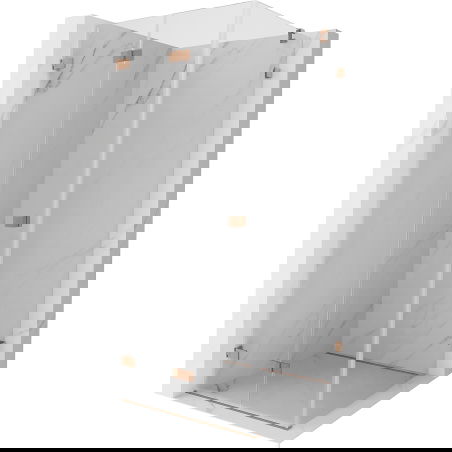 Mexen Lunar-F skládací sprchový kout levý 70 x 70 cm, transparentní, kartáčovaná měď- 836-070-070-65-00-L