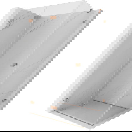 Mexen Lunar-F skládací sprchový kout levý 95 x 70 cm, transparentní, kartáčovaná měď- 836-095-070-65-00-L