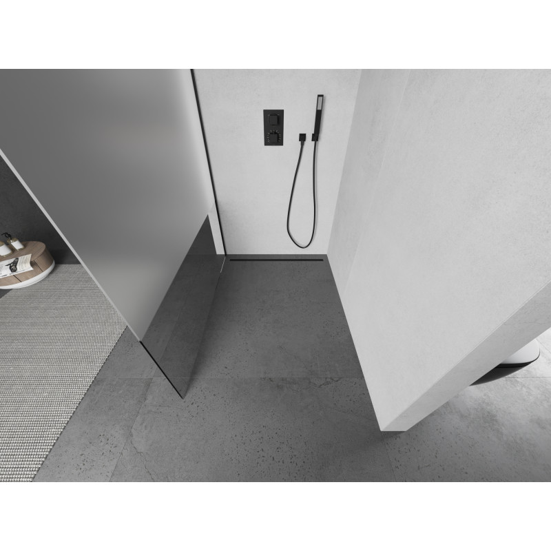 Mexen Kioto sprchová stěna Walk-in 80 x 200 cm, transparentní/matný 8 mm, černá - 800-080-101-70-35