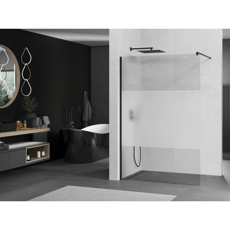 Mexen Kioto sprchová stěna Walk-in 80 x 200 cm, transparentní/matný 8 mm, černá - 800-080-101-70-35