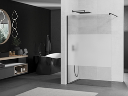 Mexen Kioto sprchová stěna Walk-in 90 x 200 cm, průhledná/matná 8 mm, černá - 800-090-101-70-35