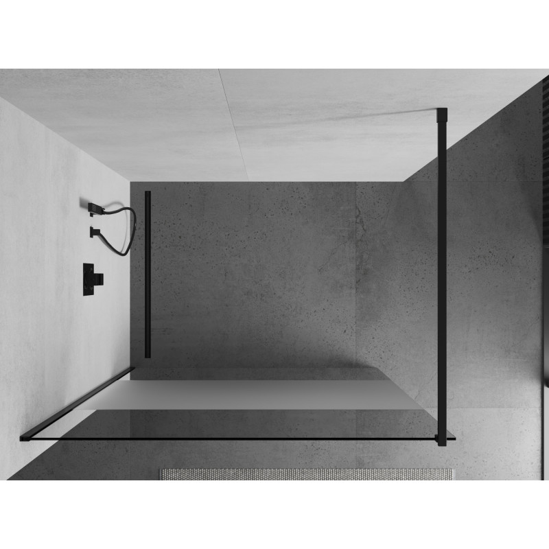 Mexen Kioto Sprchová stěna Walk-in 100 x 200 cm, průhledná/matná 8 mm, černá - 800-100-101-70-35