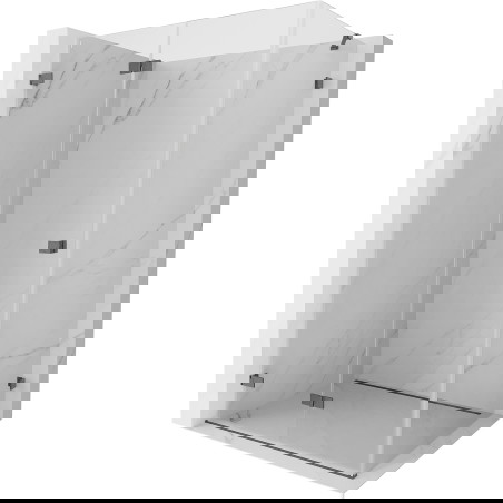 Mexen Lunar-F skládací sprchový kout levý 100 x 80 cm, transparentní, kartáčovaný gun gray - 836-100-080-66-00-L