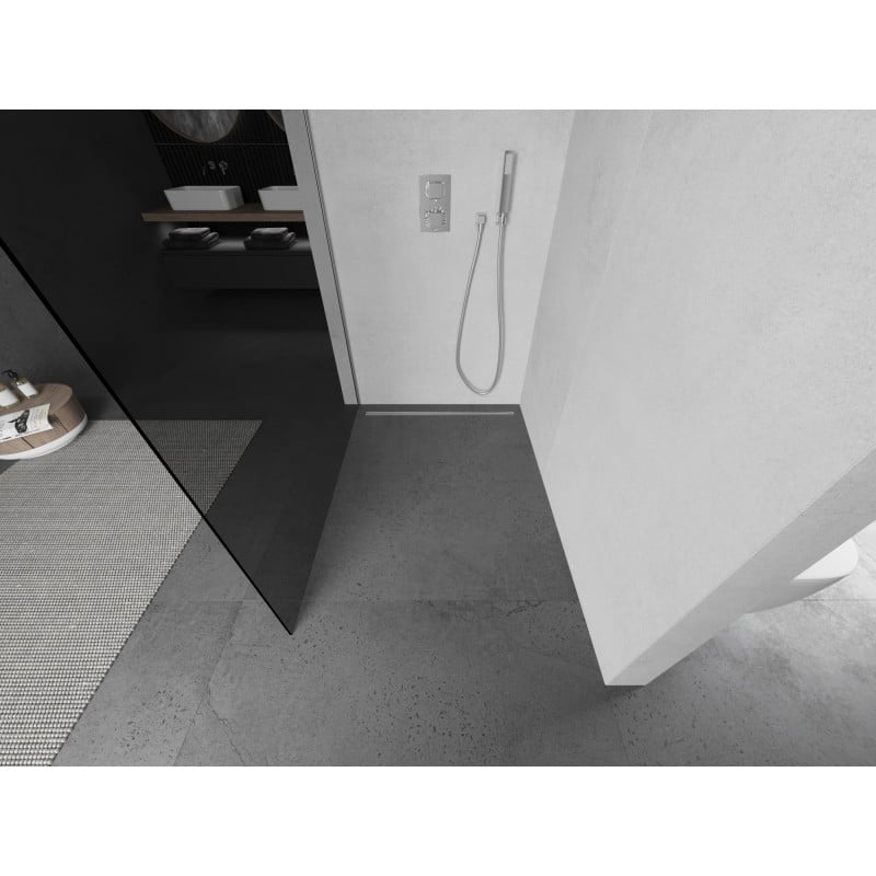 Mexen Kioto sprchová stěna Walk-in 80 x 200 cm, grafit 8 mm, chrom - 800-080-101-01-40