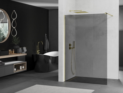 Mexen Kioto sprchová stěna Walk-in 110 x 200 cm, grafitová 8 mm, zlatá - 800-110-101-50-40