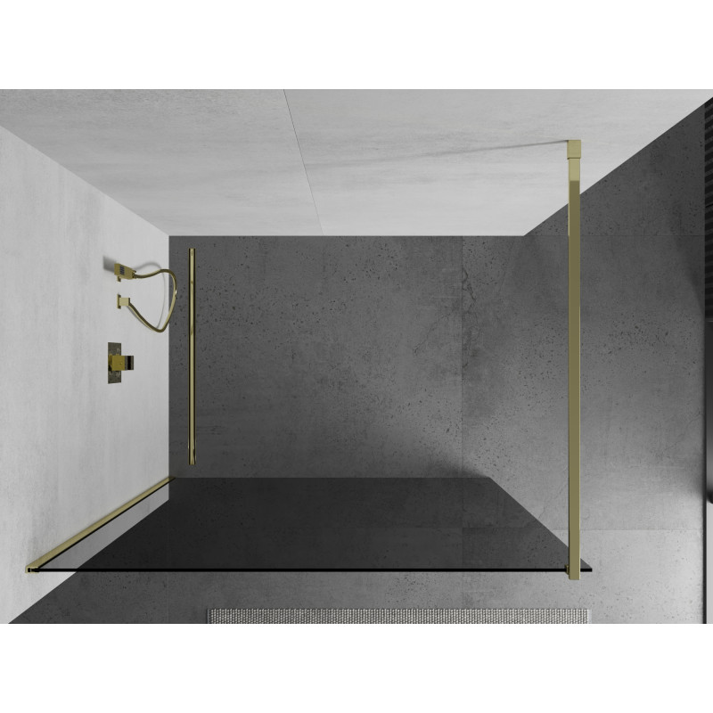 Mexen Kioto sprchová stěna Walk-in 110 x 200 cm, grafitová 8 mm, zlatá - 800-110-101-50-40