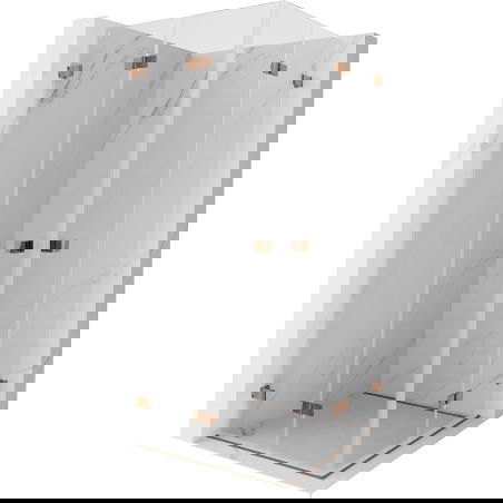 Mexen Lunar-F Duo skládací sprchový kout 95 x 95 cm, transparentní, růžové zlato - 836-095L-095P-60-00