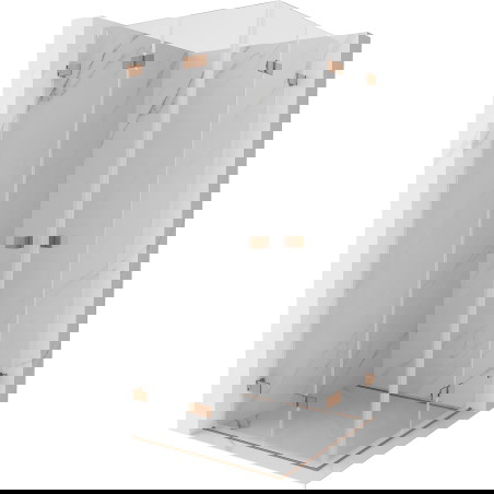 Mexen Lunar-F Duo sklopná sprchová kabina 95 x 95 cm, transparentní, kartáčovaná měď - 836-095L-095P-65-00