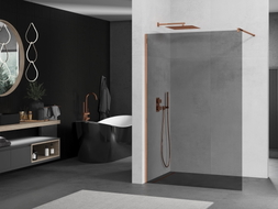 Mexen Kioto sprchová zástěna Walk-in 80 x 200 cm, grafit 8 mm, růžové zlato - 800-080-101-60-40