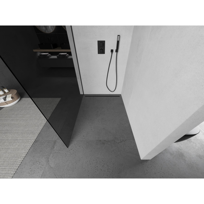Mexen Kioto sprchová stěna Walk-in 70 x 200 cm, grafit 8 mm, černá - 800-070-101-70-40