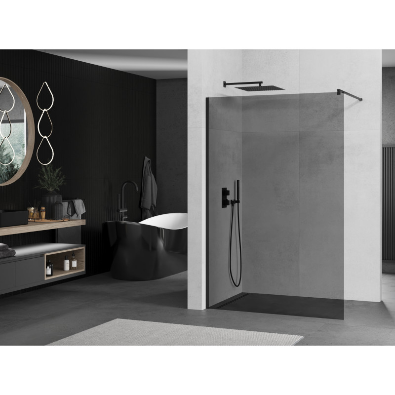 Mexen Kioto sprchová stěna Walk-in 70 x 200 cm, grafit 8 mm, černá - 800-070-101-70-40