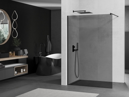 Mexen Kioto sprchová stěna Walk-in 70 x 200 cm, grafit 8 mm, černá - 800-070-101-70-40