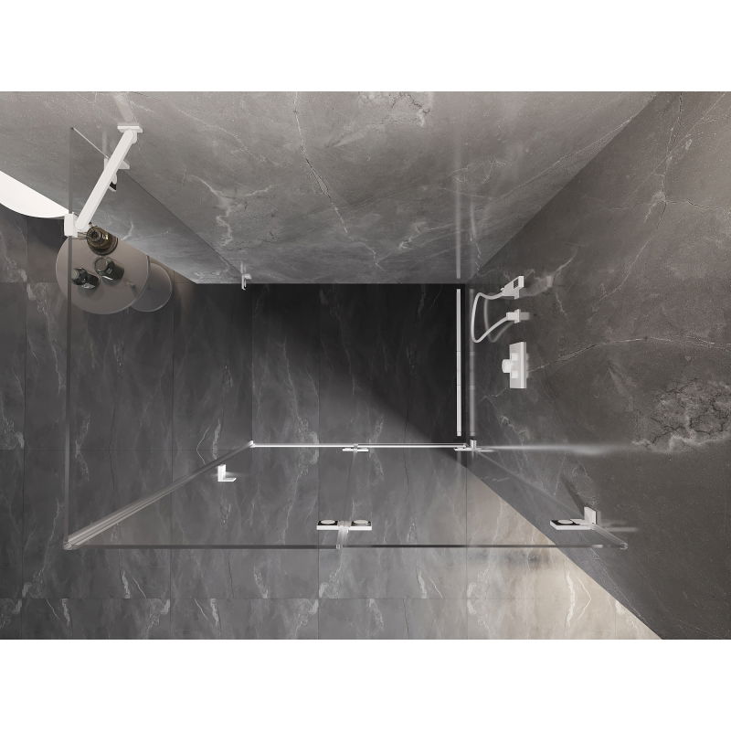 Mexen Lunar-F skládací sprchový kout pravý 90 x 80 cm, průhledný, bílý - 836-090-080-20-00-P