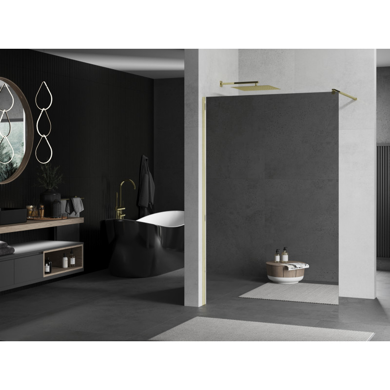 Mexen Kioto sprchová stěna Walk-in 100 x 200 cm, zrcadlová 8 mm, zlatá - 800-100-101-50-50