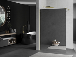 Mexen Kioto sprchová stěna Walk-in 100 x 200 cm, zrcadlová 8 mm, zlatá - 800-100-101-50-50
