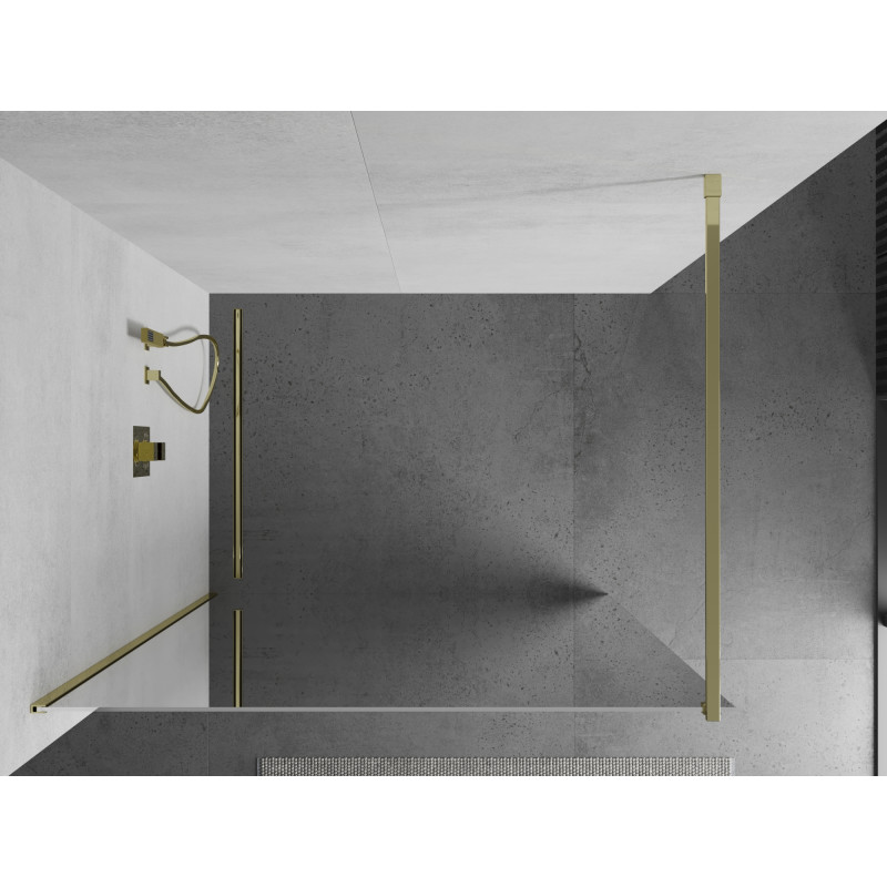 Mexen Kioto sprchová stěna Walk-in 100 x 200 cm, zrcadlová 8 mm, zlatá - 800-100-101-50-50