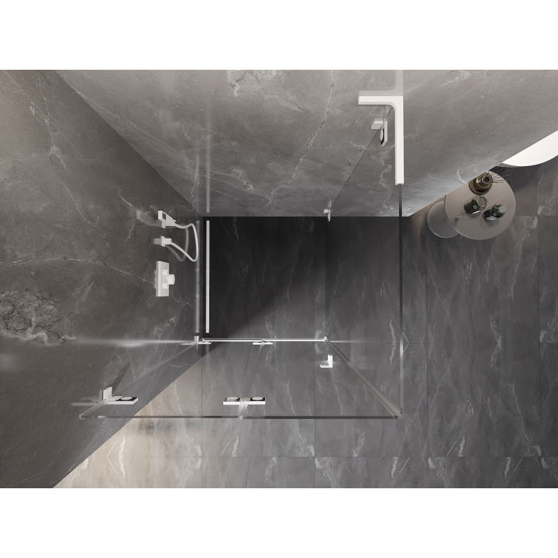 Mexen Lunar-F L skládací sprchový kout levý 80 x 80 cm, transparentní, bílá - 836L-080-080-20-00-L