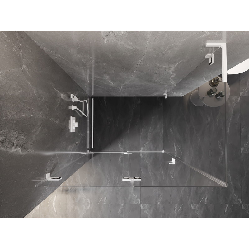 Mexen Lunar-F L skládací sprchová kabina levá 90 x 80 cm, transparentní, bílá - 836L-090-080-20-00-L