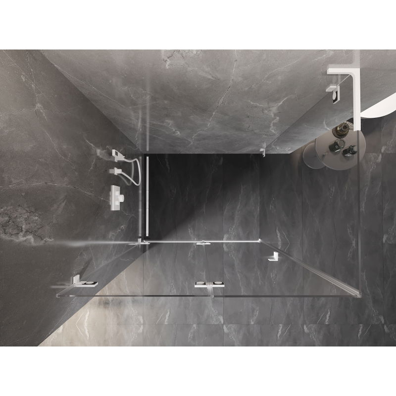 Mexen Lunar-F L skládací sprchový kout levý 95 x 90 cm, průhledný, bílý - 836L-095-090-20-00-L