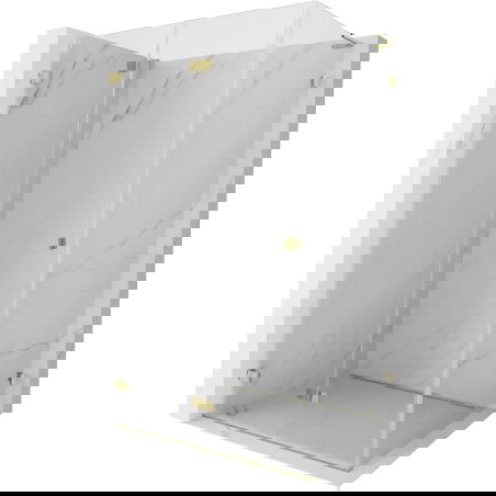 Mexen Lunar-F L sprchová kabina skládací levá 85 x 80 cm, čirá, zlatá - 836L-085-080-50-00-L