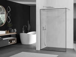 Mexen Kioto sprchová stěna Walk-in 130 x 200 cm, černý rám 8 mm, chrom - 800-130-101-01-70