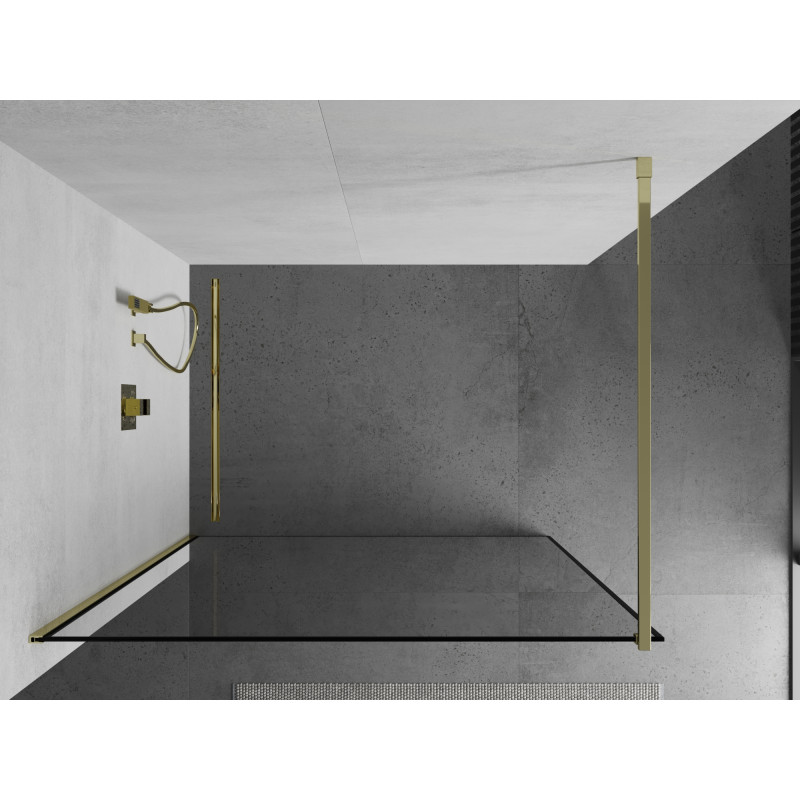 Mexen Kioto sprchová stěna Walk-in 70 x 200 cm, černý rám 8 mm, zlatá - 800-070-101-50-70